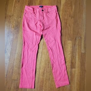 Labijou women's rayon-nylon blend stretch coral pinkish red skinny casual pants